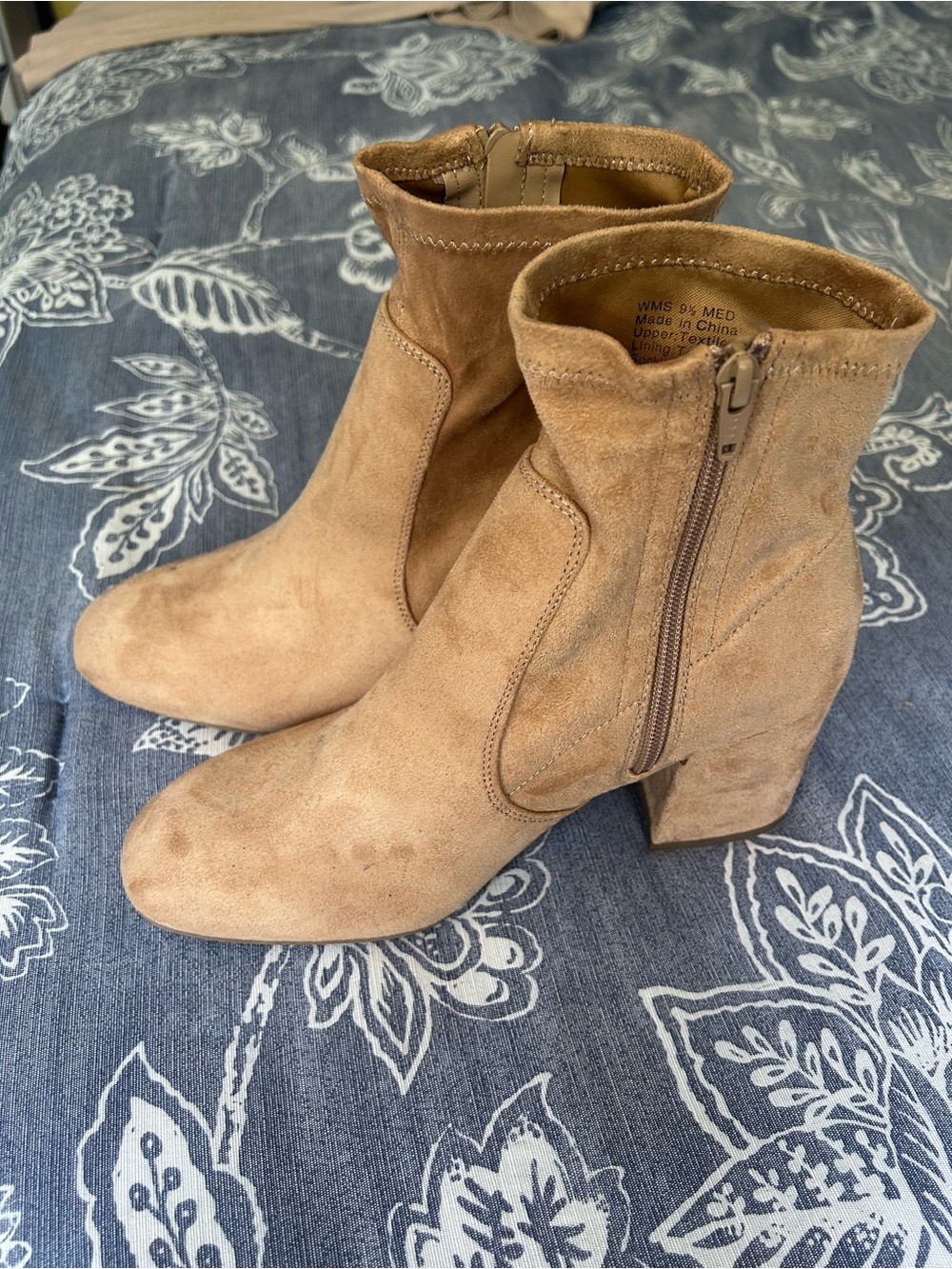 Kohl's Tan Suede Block Heel Ankle Boots - Women's